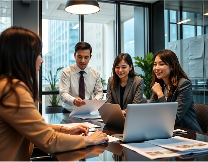 Happy employees enjoying benefits